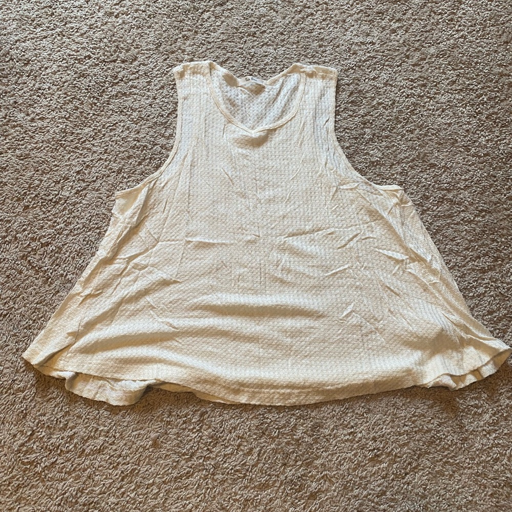 Waffle knit Cream Flowy Top